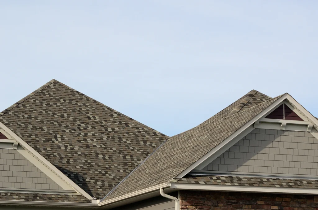 view of a hipped roof