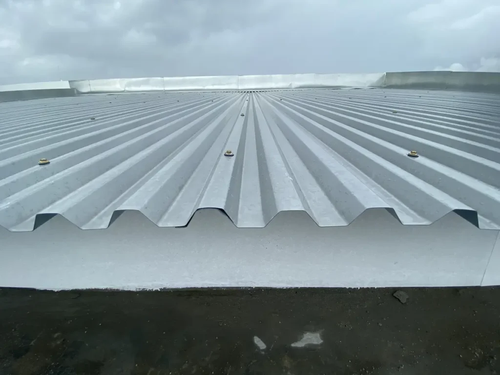 edge of a corrugated metal roof