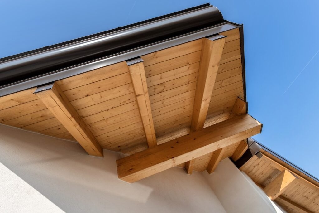 Wood roof eave