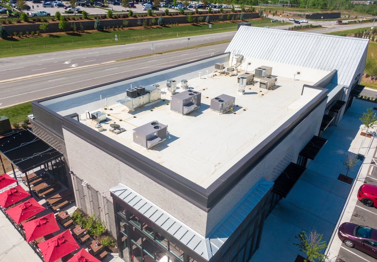 tpo flat roof material installed