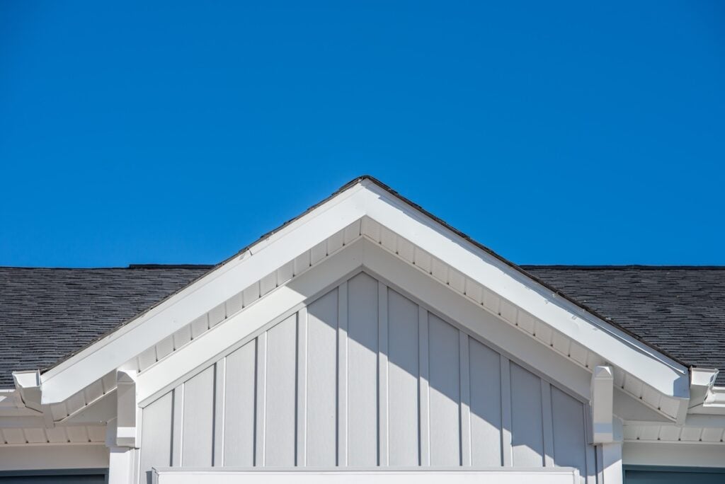 Gable roof with white fascia