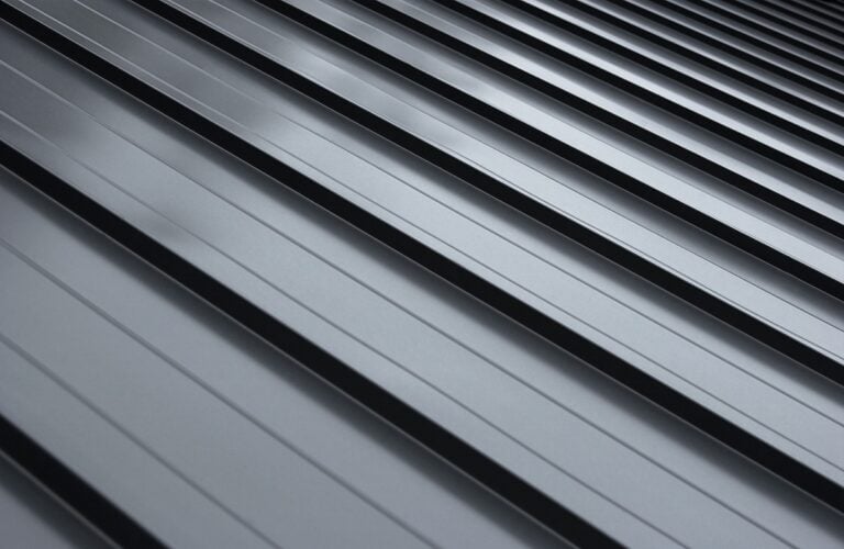 black standing seam metal roof details shot