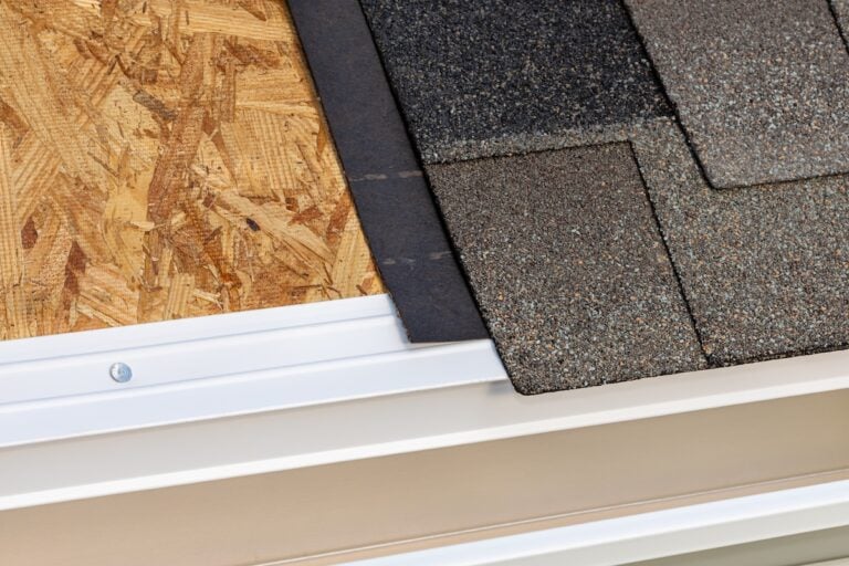 showing layers of roofing