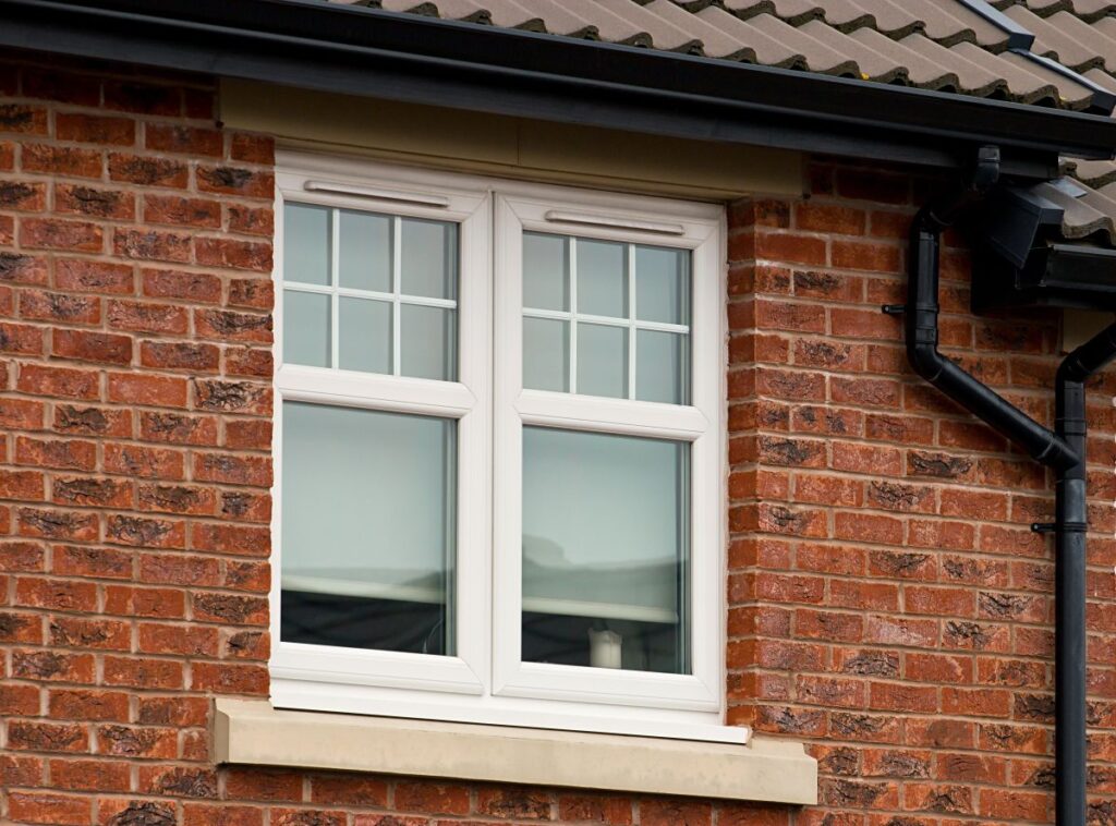 brick house with white windows